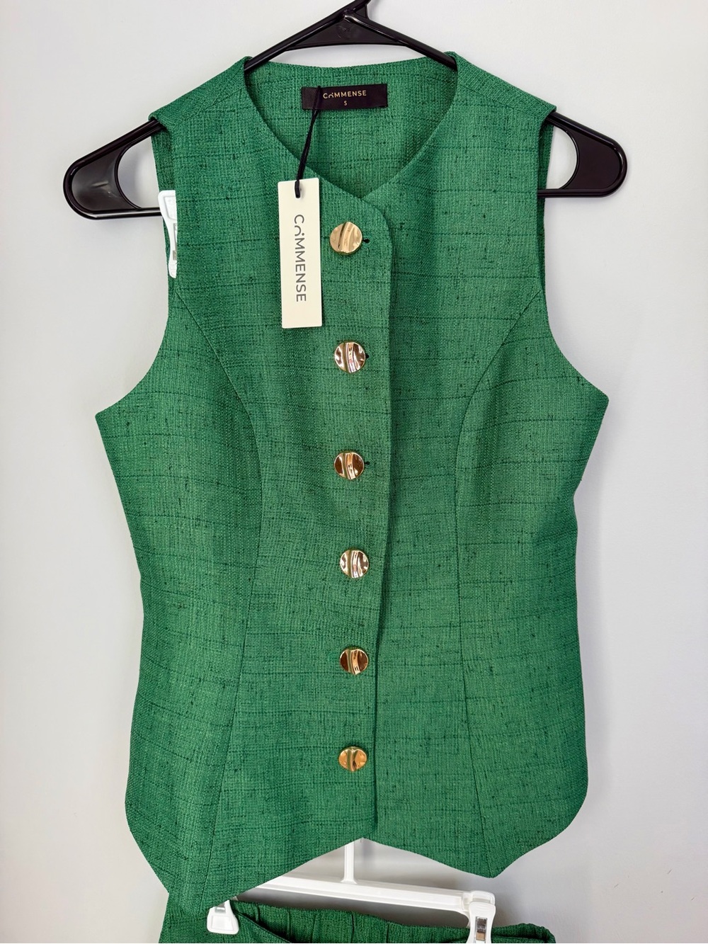 Commense Green Tweed Vest & Shorts Set - Picture 3 of 6